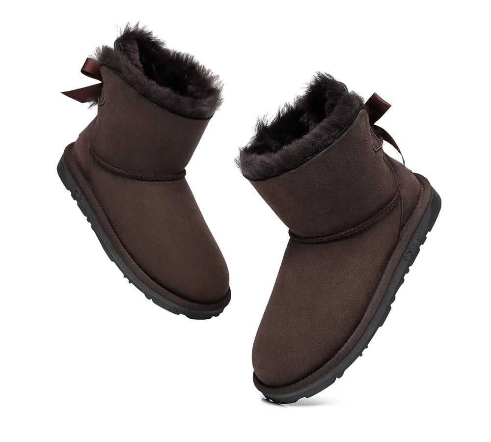 UGG Boots Women Sheepskin Wool Mini Back Single Bow Classic Boots