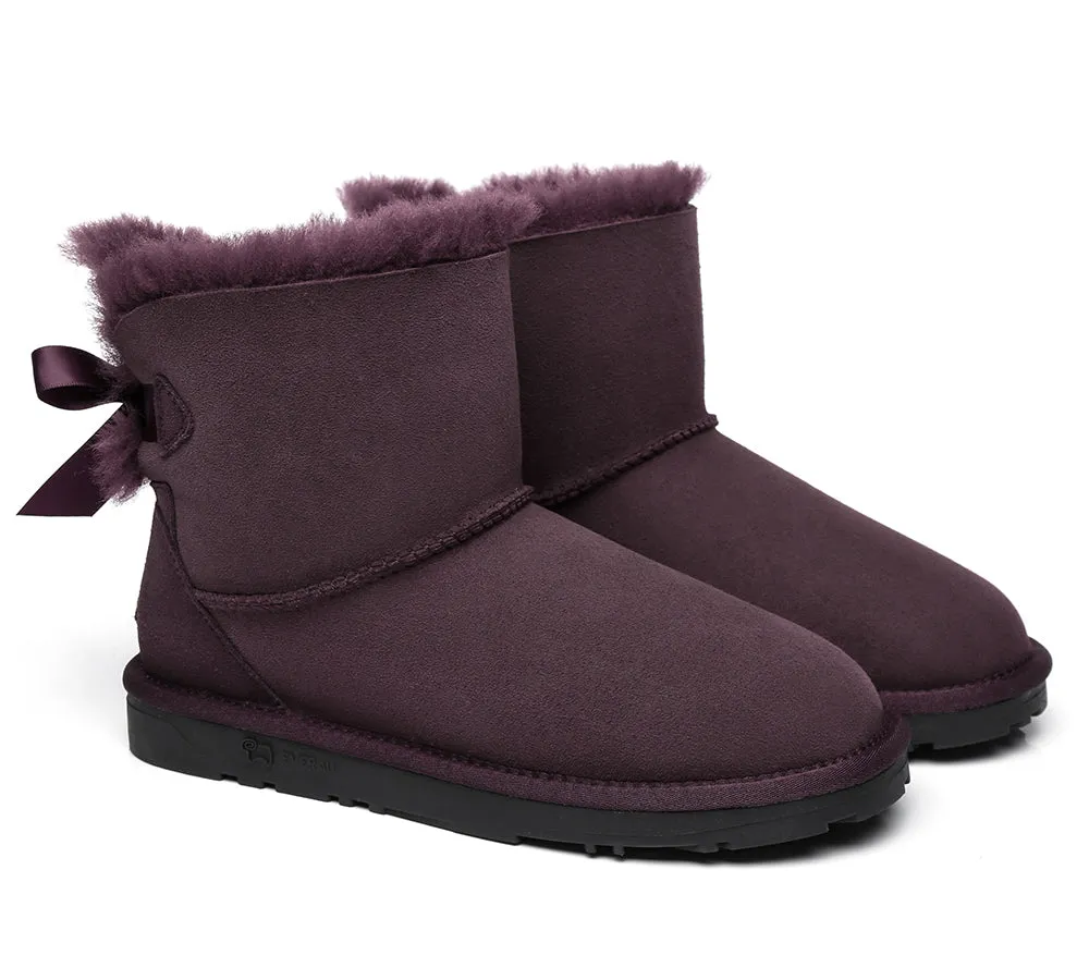 UGG Boots Women Sheepskin Wool Mini Back Single Bow Classic Boots