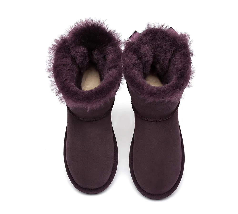 UGG Boots Women Sheepskin Wool Mini Back Single Bow Classic Boots