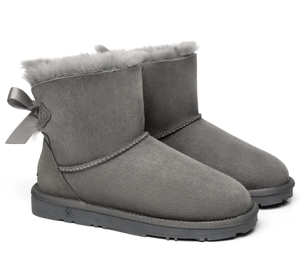 UGG Boots Women Sheepskin Wool Mini Back Single Bow Classic Boots