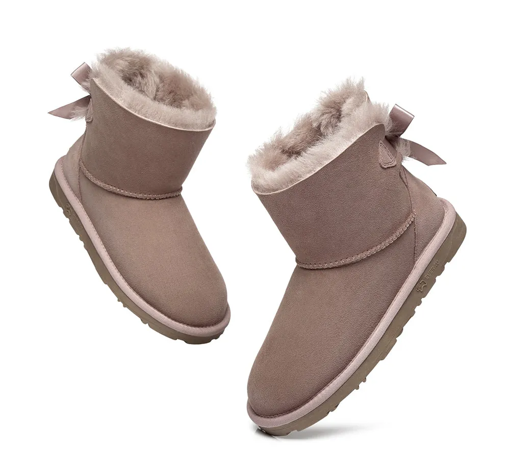 UGG Boots Women Sheepskin Wool Mini Back Single Bow Classic Boots