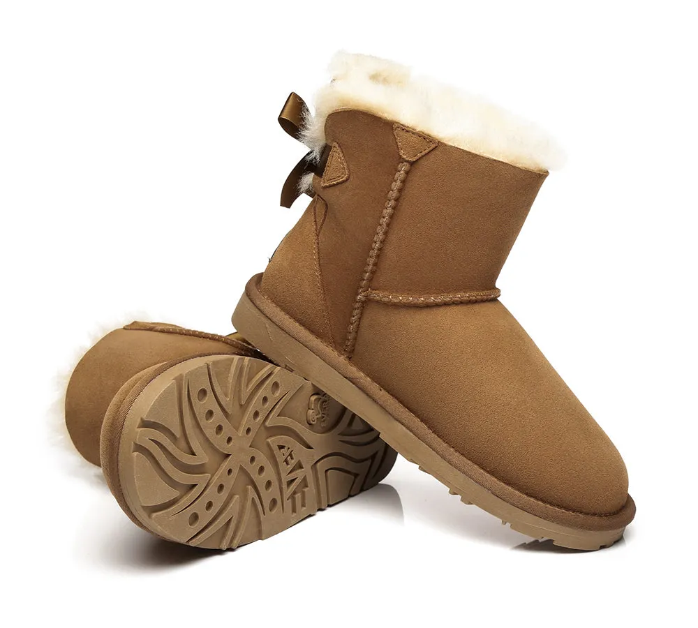 UGG Boots Women Sheepskin Wool Mini Back Single Bow Classic Boots