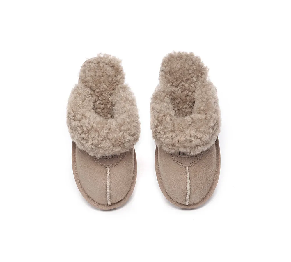 UGG Slippers Double Faced Sheepskin Wool Waffle Curly