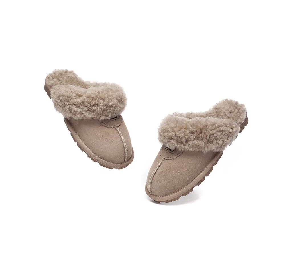 UGG Slippers Double Faced Sheepskin Wool Waffle Curly