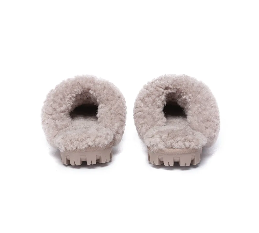 UGG Slippers Double Faced Sheepskin Wool Waffle Curly