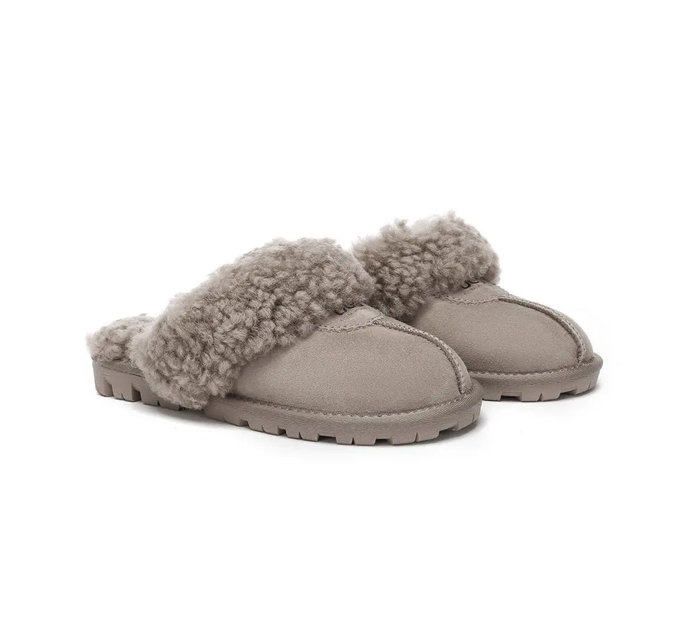 UGG Slippers Double Faced Sheepskin Wool Waffle Curly