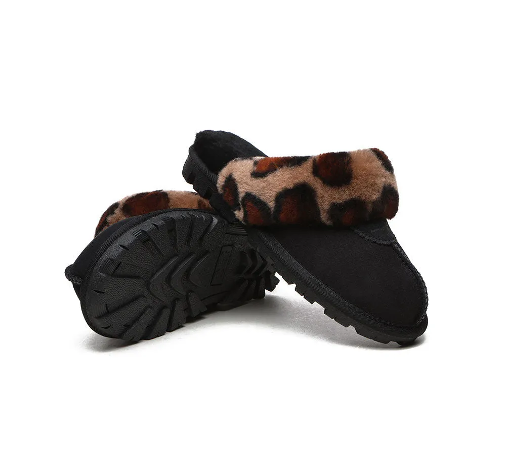 UGG Slippers Double Faced Sheepskin Wool Women Leopard Print House Slippers