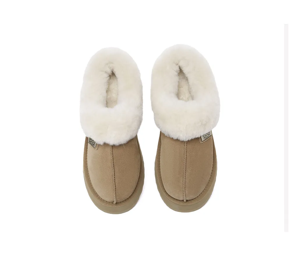 UGG Slippers Women Sheepskin Wool Collar Ankle Platform Ankle Booties Gabri