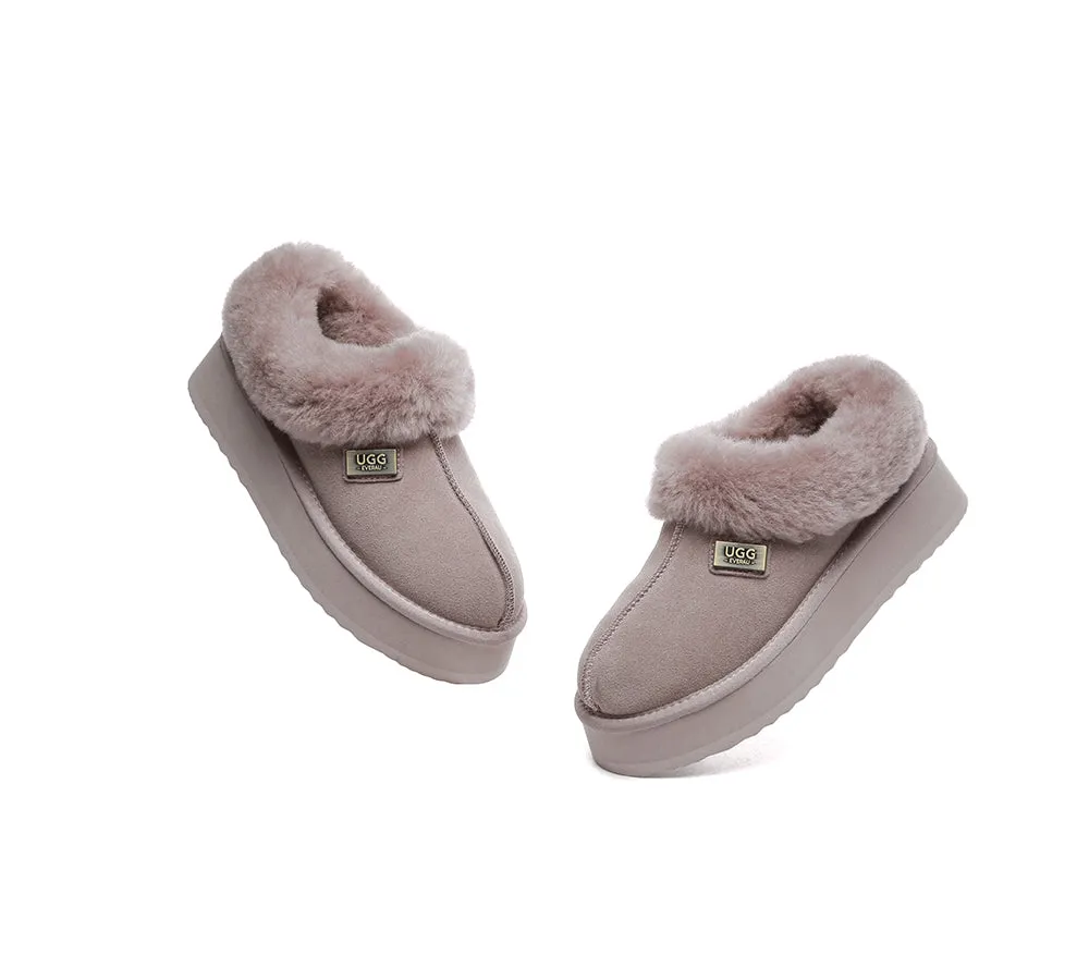 UGG Slippers Women Sheepskin Wool Collar Ankle Platform Ankle Booties Gabri