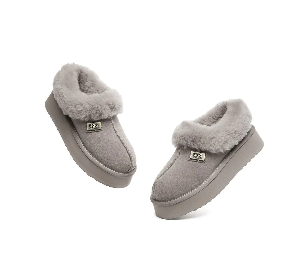 UGG Slippers Women Sheepskin Wool Collar Ankle Platform Ankle Booties Gabri