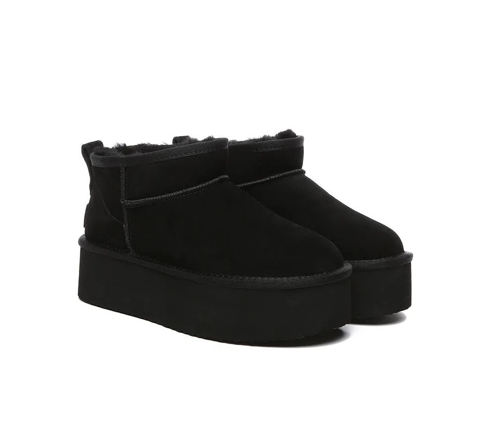 UGG Ultra Platform Mini Boots Sheepskin Wool Ankle Boots Saylor