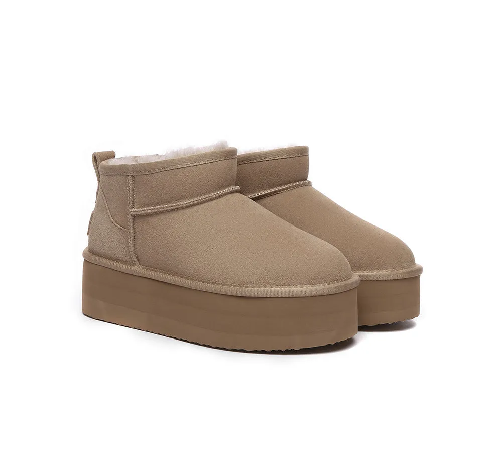 UGG Ultra Platform Mini Boots Sheepskin Wool Ankle Boots Saylor