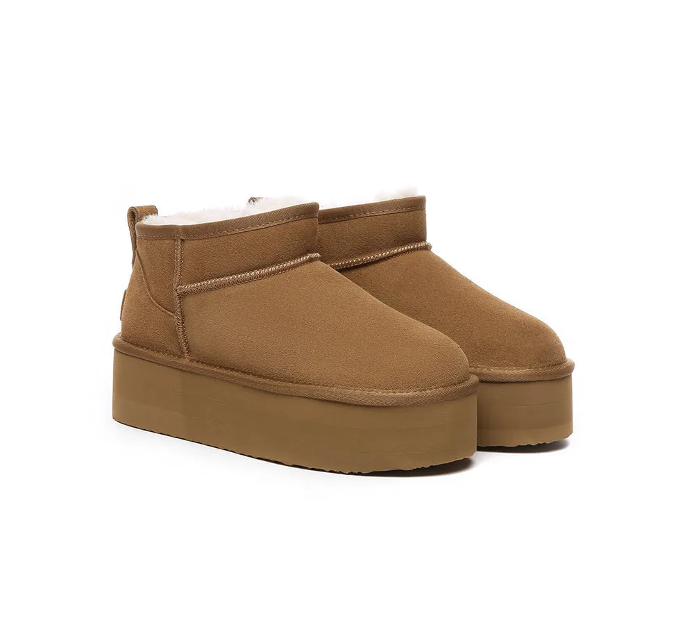 UGG Ultra Platform Mini Boots Sheepskin Wool Ankle Boots Saylor