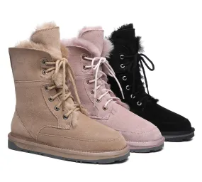 UGG Women Boots Sheepskin Wool Lace Up Ankle Fashion Boots Pathfinder