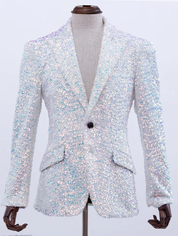 white sequin blazer for men, Sico, C. White