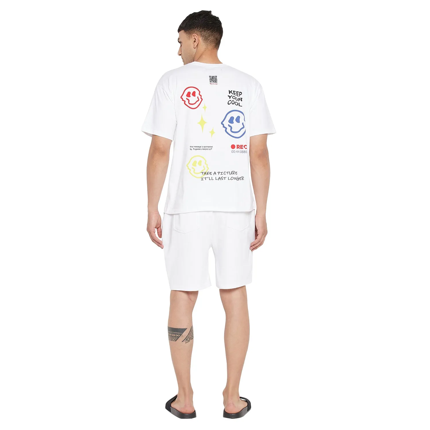 White Smiley Oversized Graphic Tshirt